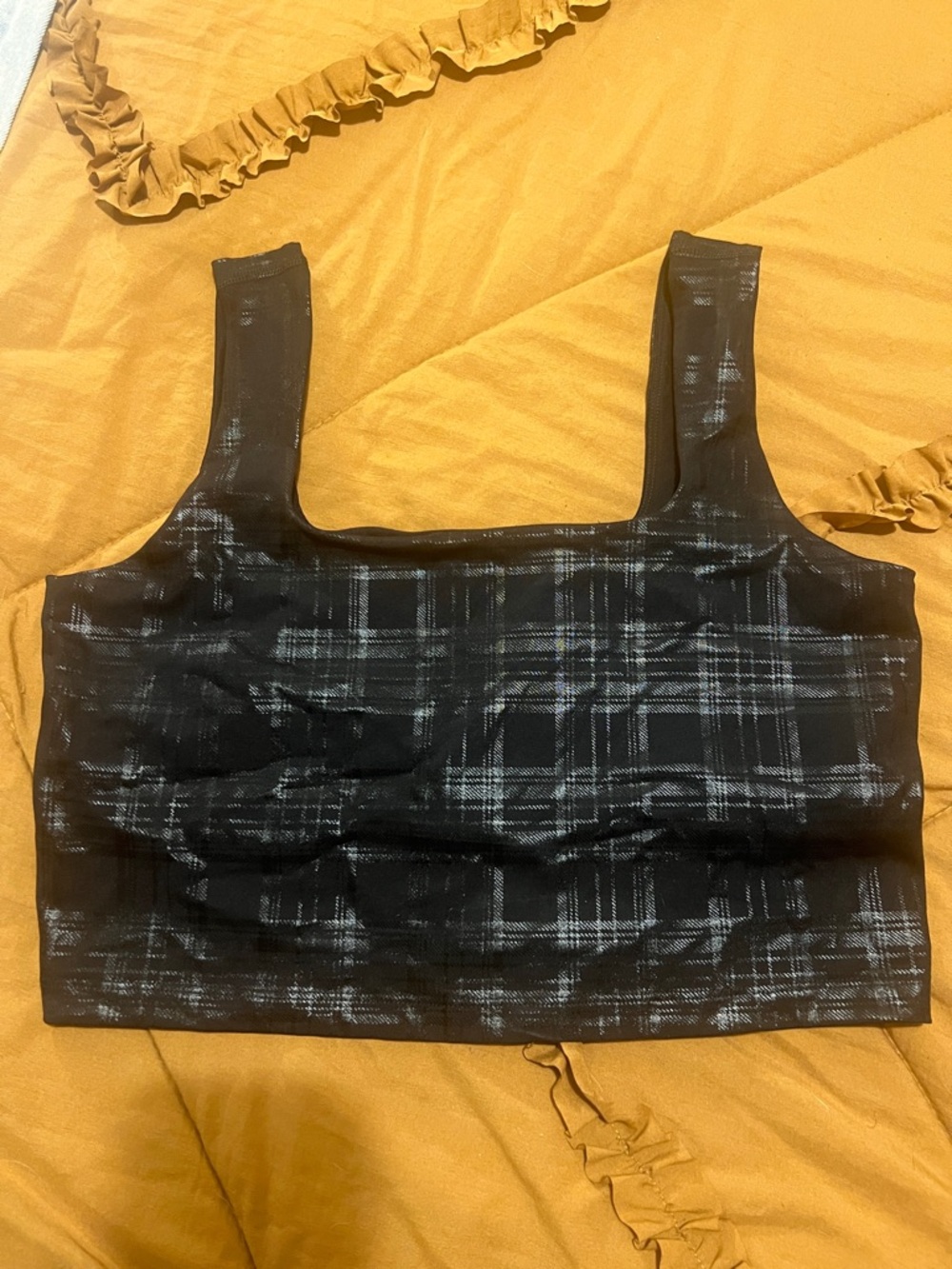 Beyond Yoga Black & White Plaid Crop Tank